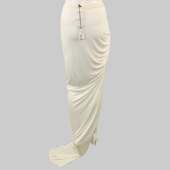 RICK OWENS LILIES Size 4 Twist Edfu White Jersey Asymmetrical Long Skirt - Picture 3 of 7